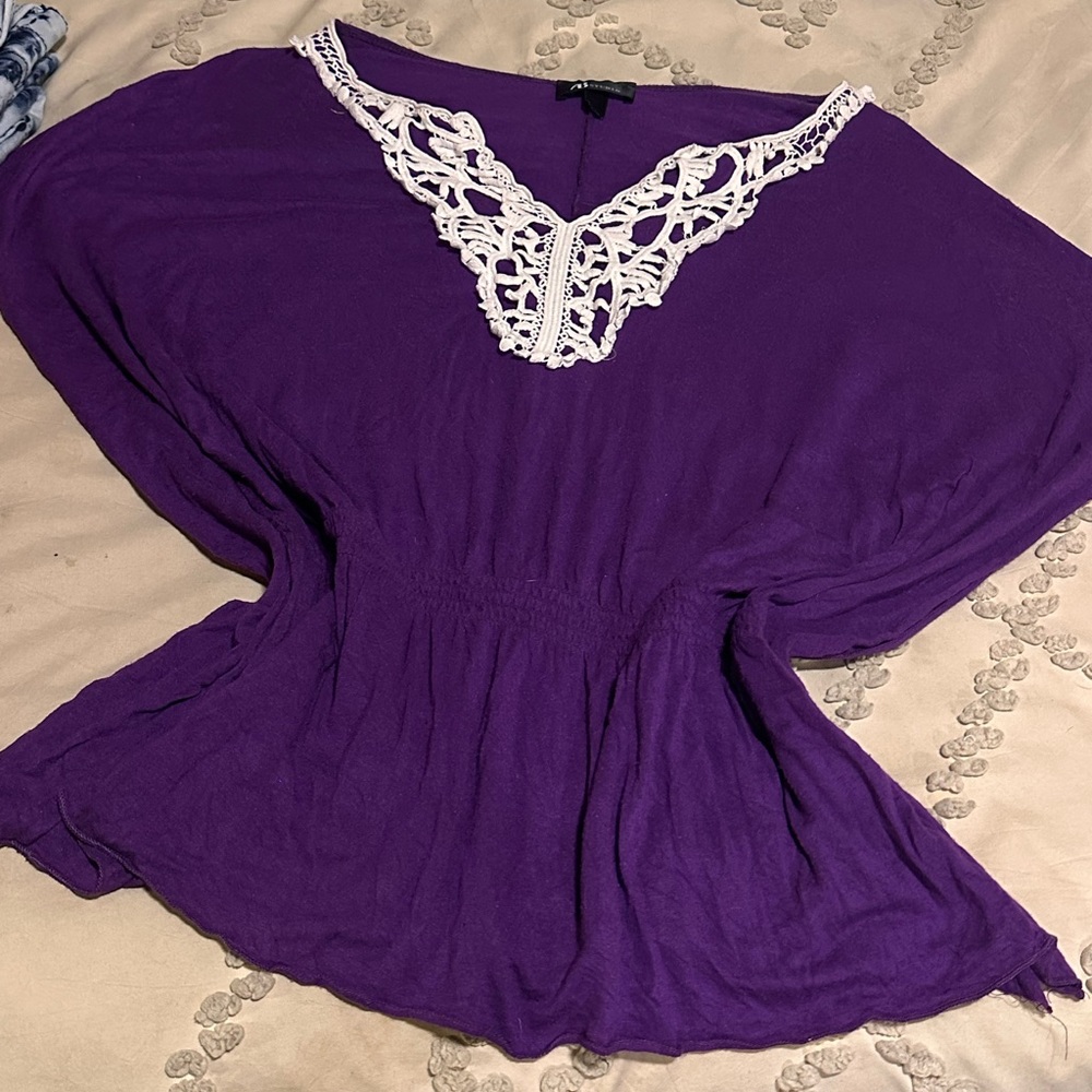 Eyelash Couture Purple Embellished Blouse